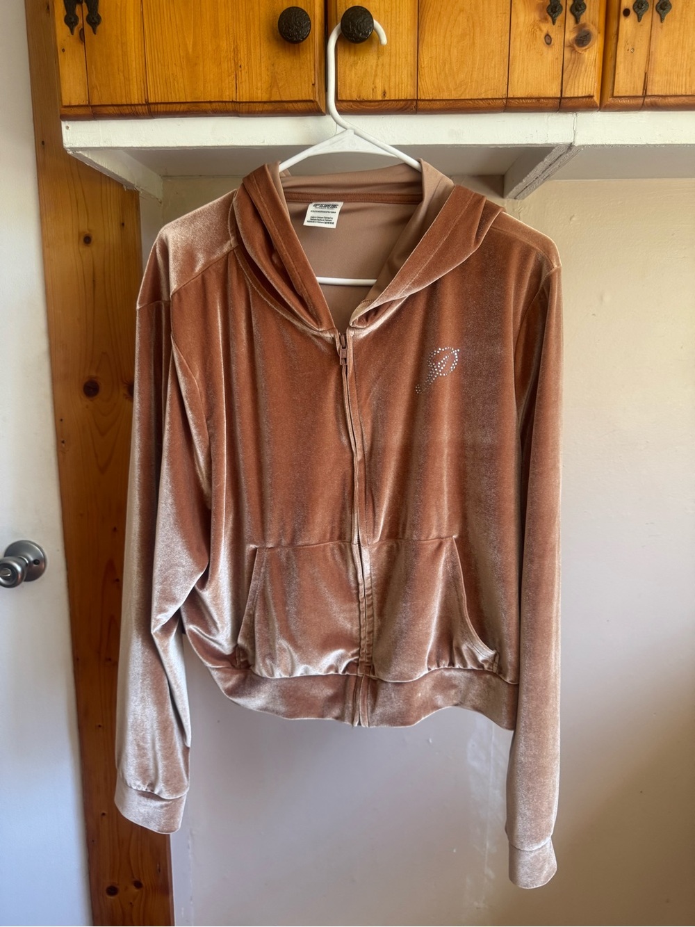 Victoria secret pink - tan Velour Zip Hoodie READ DESCRIPTION